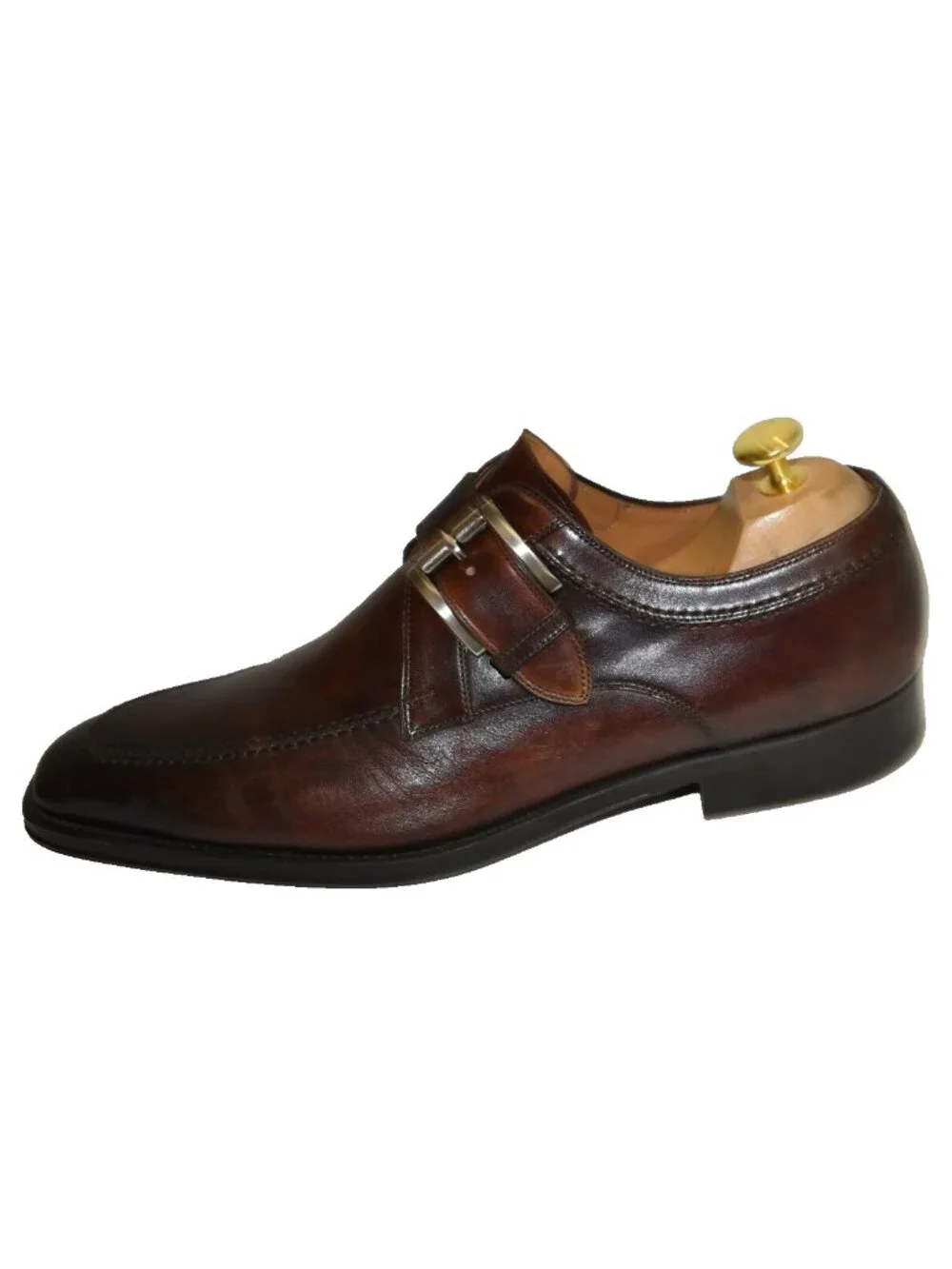 Magnanni Mauricio Monk Strap Slip On Oxford Brown Size 9 M 15955 DD37